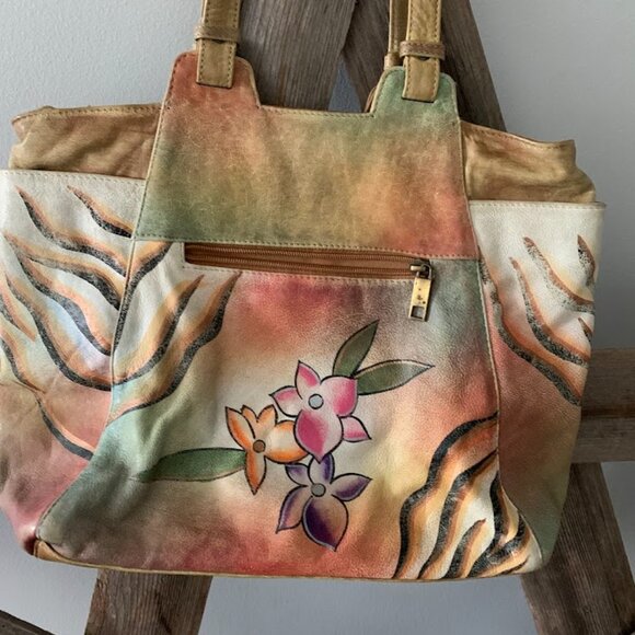 Great American Leather Works Hand-Painted Floral/Animal print Handbag - Picture 13 of 13
